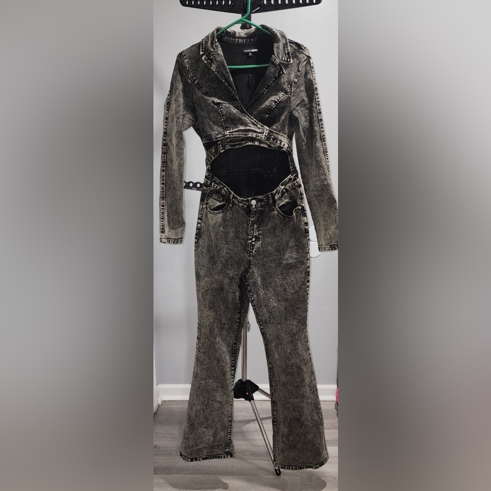 Denim Jumpsuit Size L Charcoal